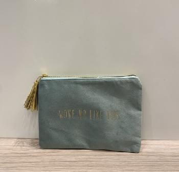 Pouch ''woke up'' - Pochette velours 15x22cm